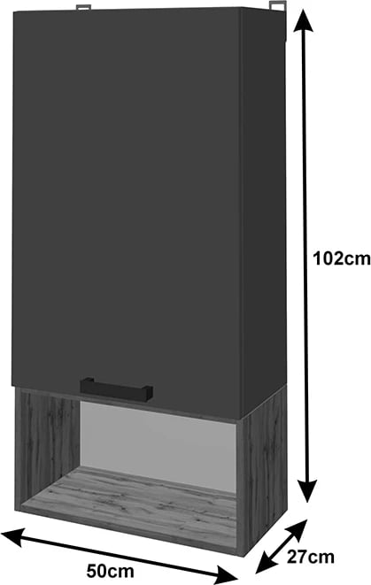 Kompleks dhome ndeje Poelfy, ngjyrë gri e errët-lisi, 170x37.5x42cm
