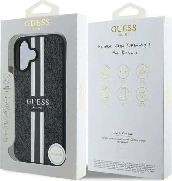 Mbështjellës Guess 4G Printed Stripes MagSafe për iPhone 16, zi Mbështjellës Guess 4G Printed Stripes MagSafe për iPhone 16, zi