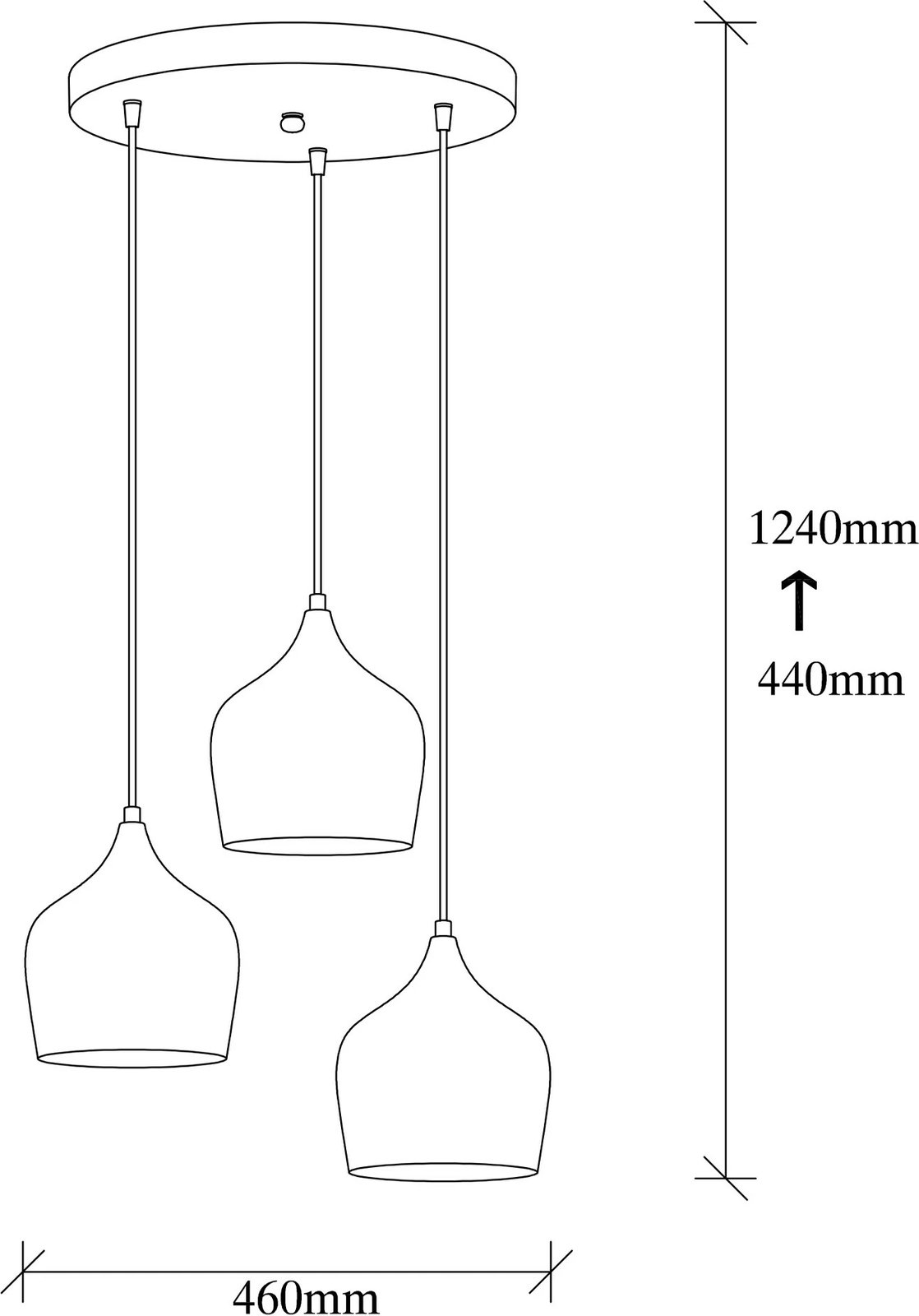 Llambë tavani Opviq, Dodo - 6276, ngjyrë e zezë, lartësi e rregullueshme