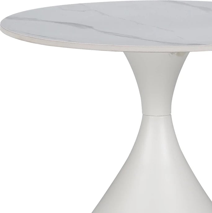 Tavolinë anësore Kirkene, ngjyrë mermeri të bardhë, gur i sinteruar dhe metal i bardhë, D50x50cm