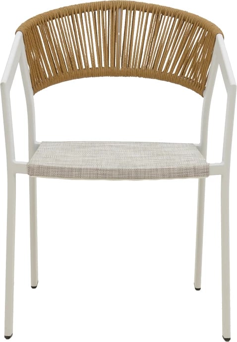 Karrige alumini Glisten e grumbullueshme, kornizë e bardhë-tekstilen ratan natyral 58x56x82cm