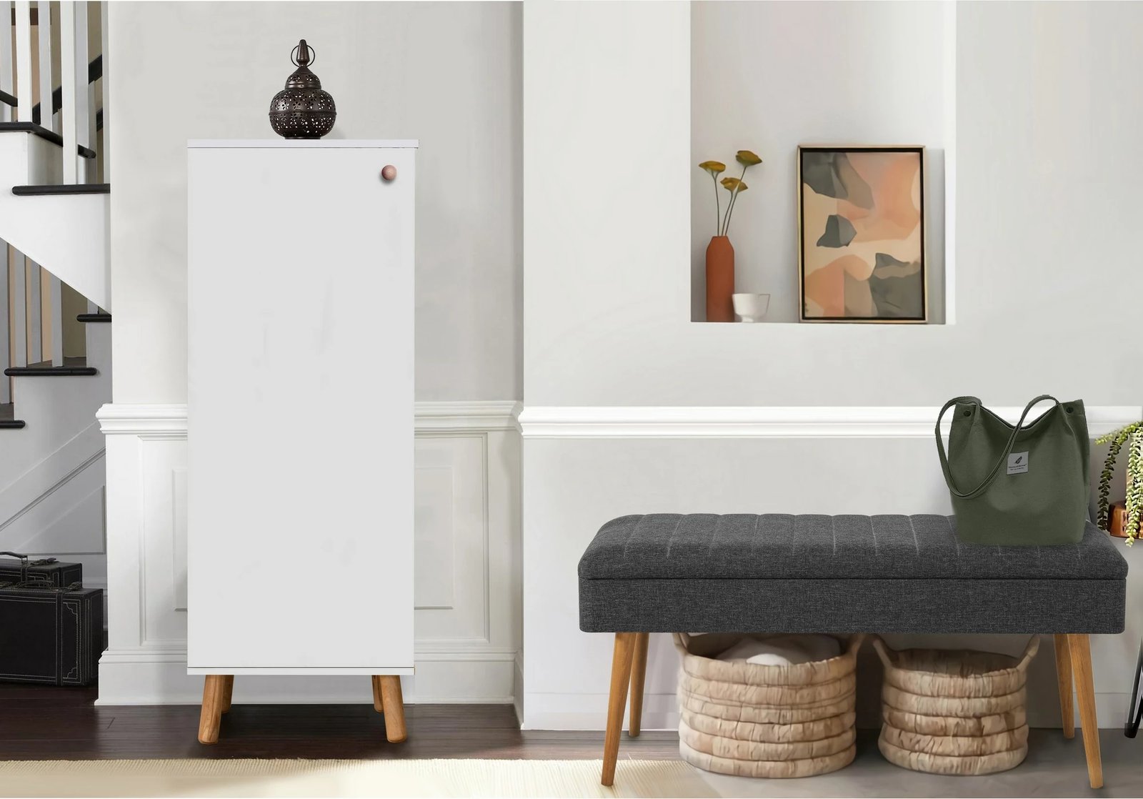 Set mobiljesh për korridor, ngjyrë e bardhë dhe antracit, Skye Decor, 200-1053