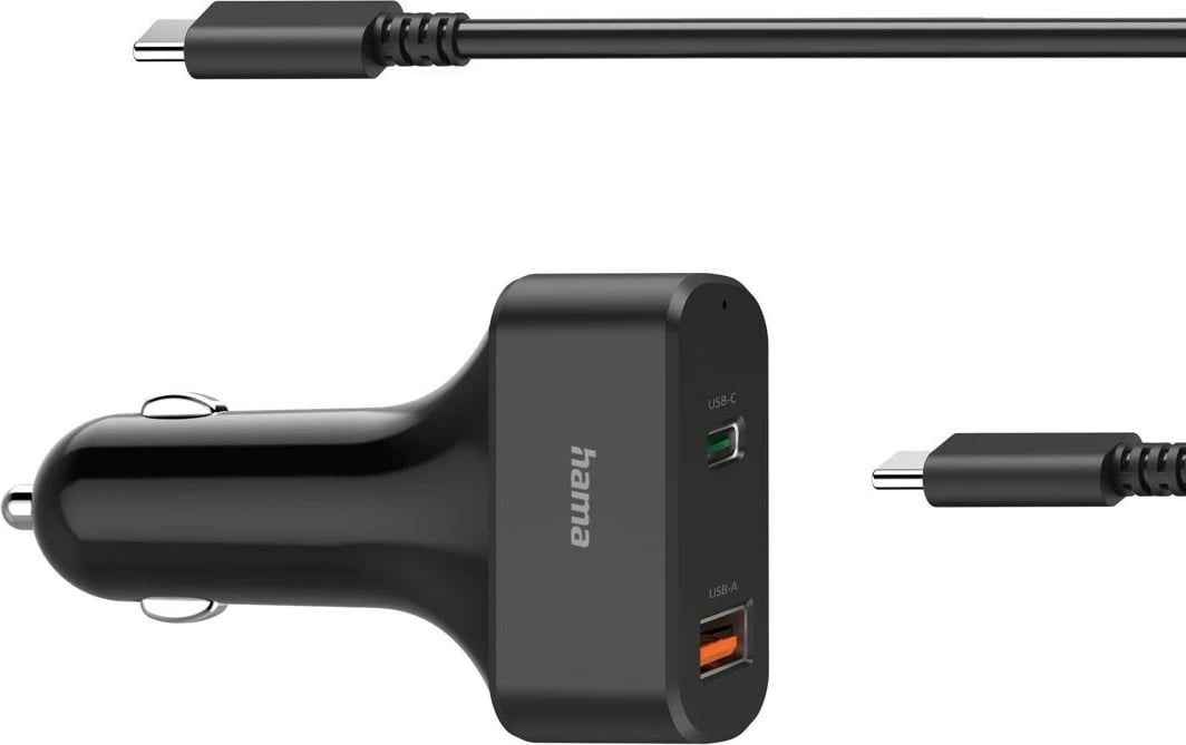 Karikues veture Hama 200018, 65W, USB-C & USB, 1.5m, i zi