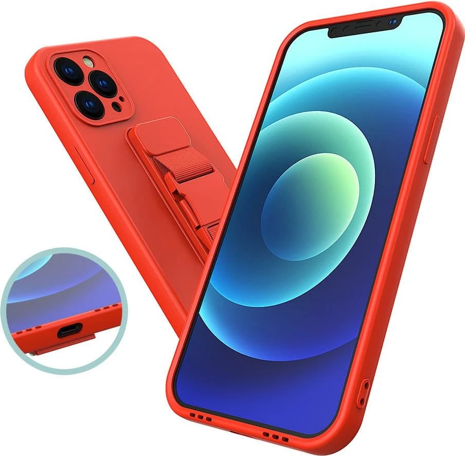 Mbështjellës Hurtel për iPhone 12 Pro me litar, e kuqe