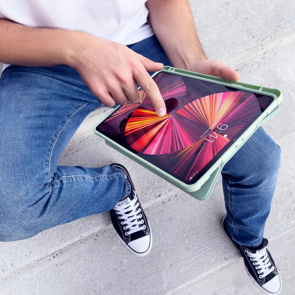 Mbështjellës tablet Hurtel për iPad Air 10.9" 2020/2022, me qëndrim, i gjelbër