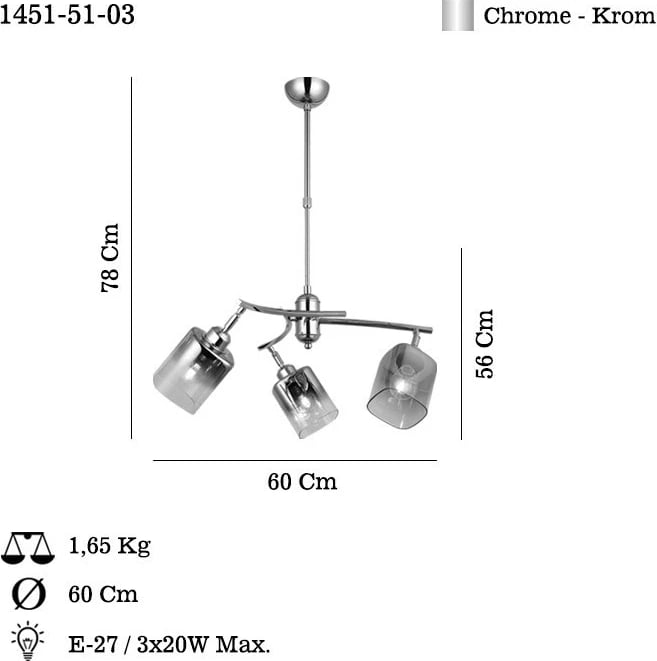 Llambë tavani Opviq, Derma, krom, 51-03 Llambë tavani Opviq, Derma, krom, 51-03