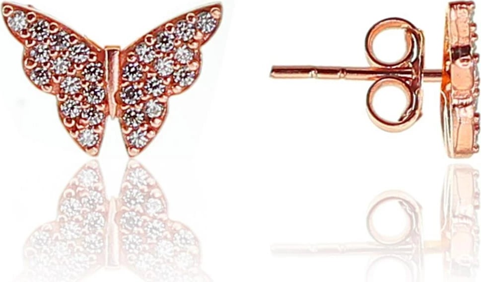 Vathë argjendi, ngjyrë ari rozë, model fluture, Jumeon 9376