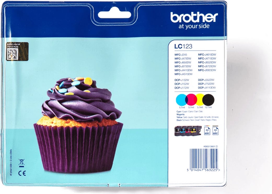 Kartushë boje, Brother, LC-123VALBP, LC123 seri, multipack set 4, zi cian magenta e verdhë