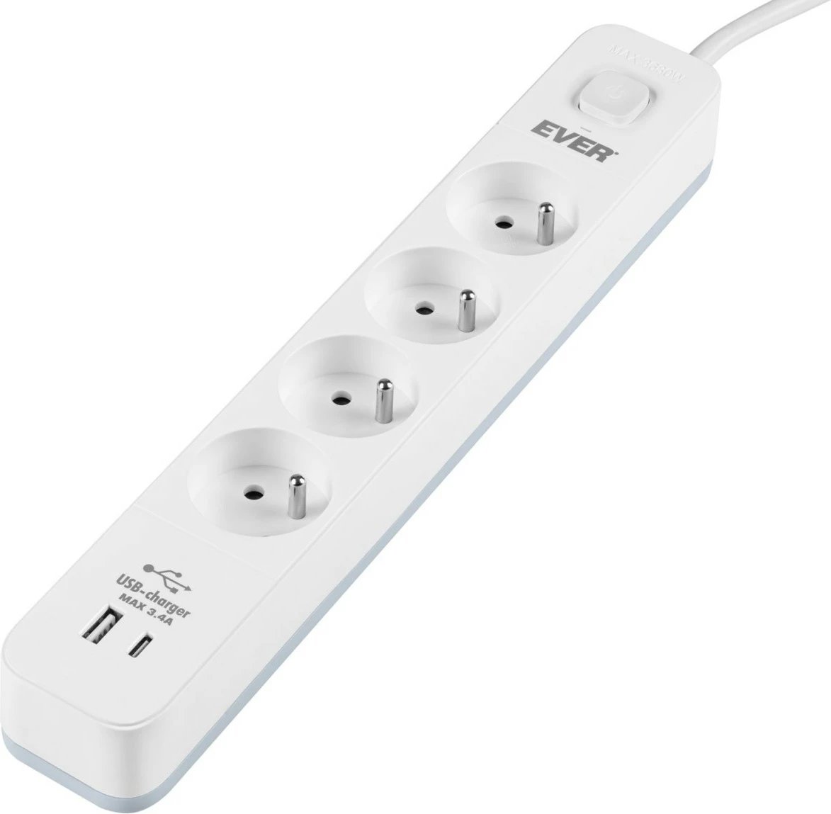 Prizë mbrojtëse EVER PROTECT 4PL 1A1C USB, 4 dalje, 1.5m, e bardhë