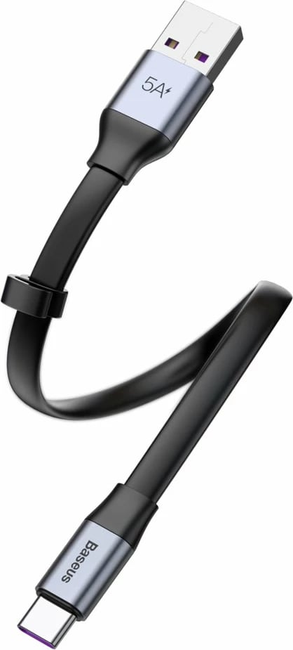 Kabllo USB-C Baseus Simple CATMBJ-BG1, 23cm, 40W, e zezë/argjendtë Kabllo USB-C Baseus Simple CATMBJ-BG1, 23cm, 40W, e zezë/argjendtë