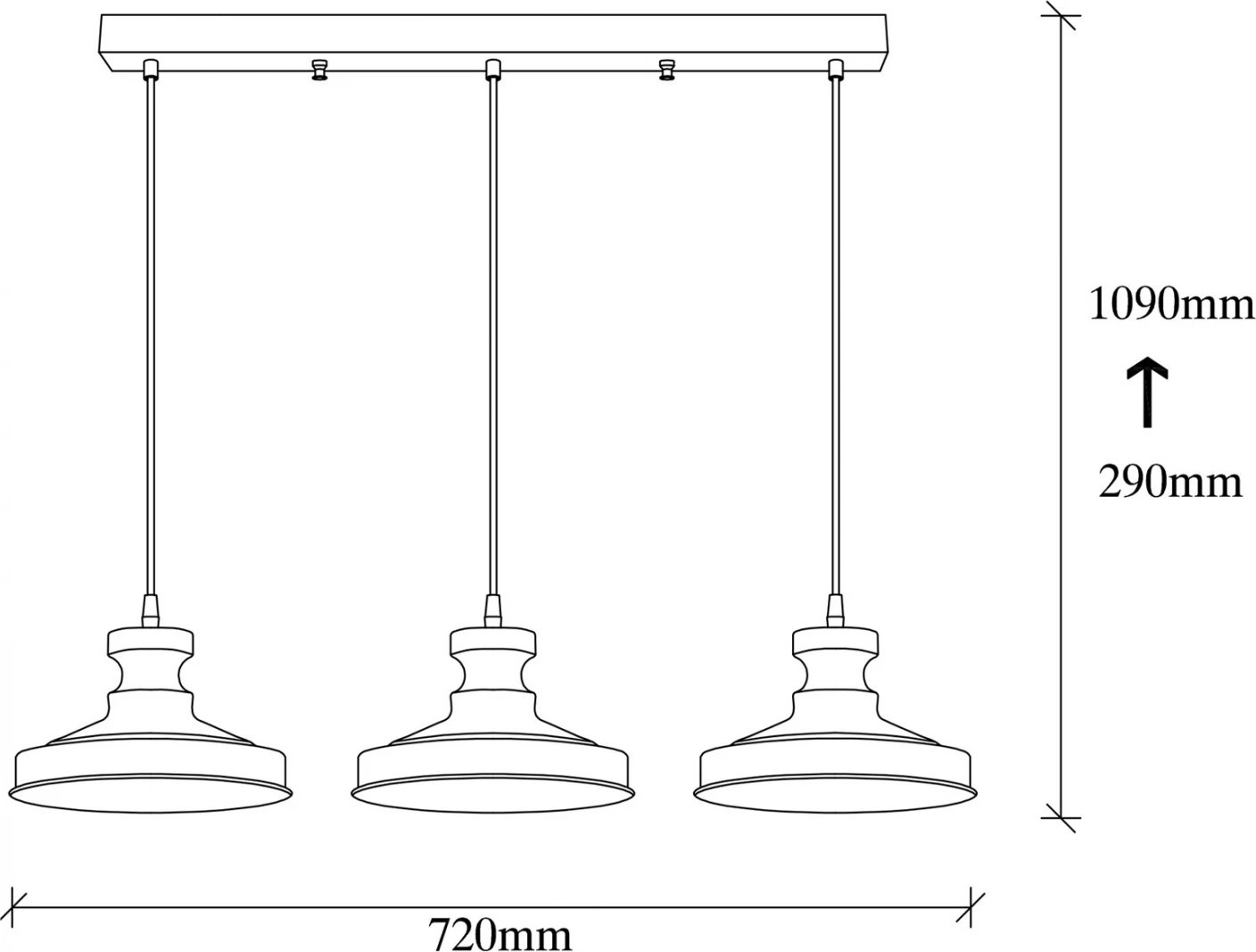 Dritë varëse metalike bronzi E27 FH7317 72x22x29-109cm