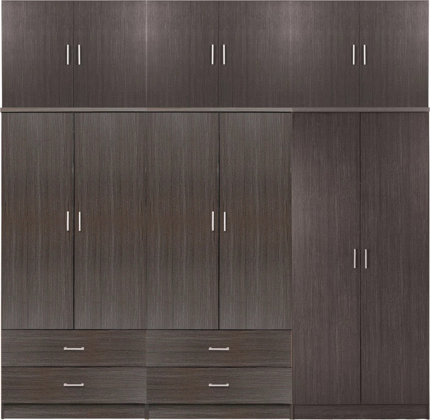 Dollap REINA FH21063.01 6-dyer-4 sirtarë-kabinet i sipërm-melaminë ngjyrë Zebrano 240x43x241Hcm