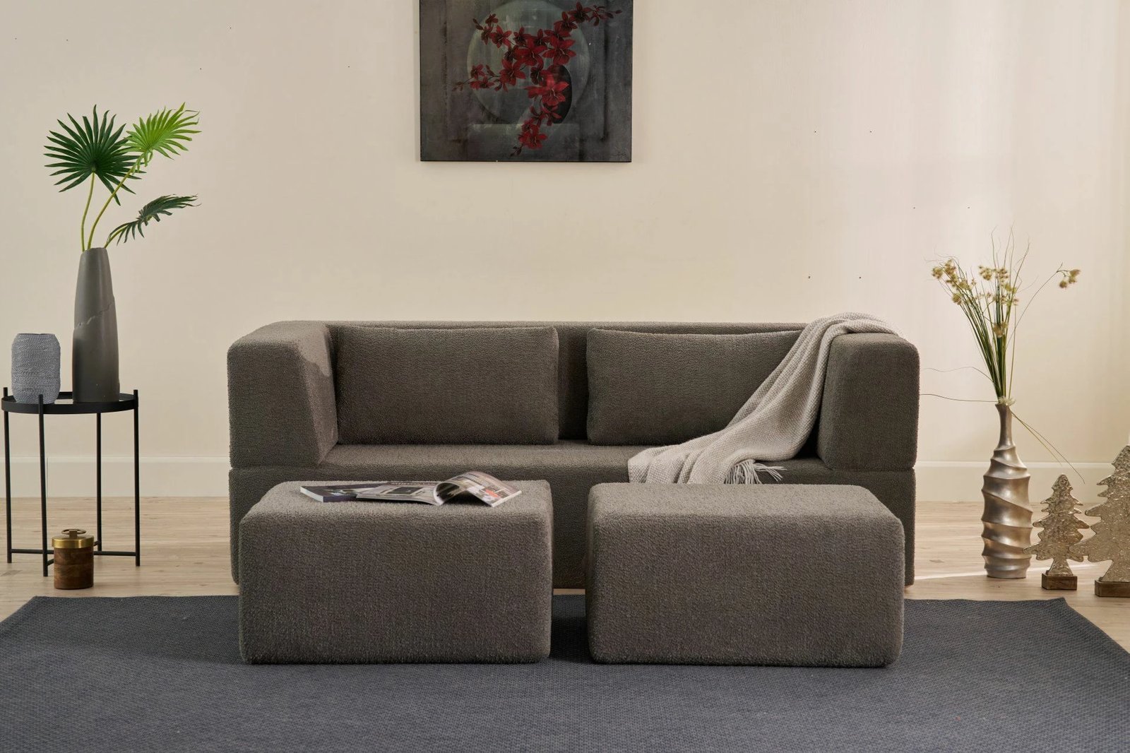 Divan-krevat 2 vendësh, Atelier del Sofa, Pirgos, ngjyrë gri