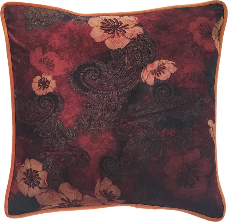 Jastëk dekorativ Fleur, kadife, shumëngjyrësh, 45x45cm