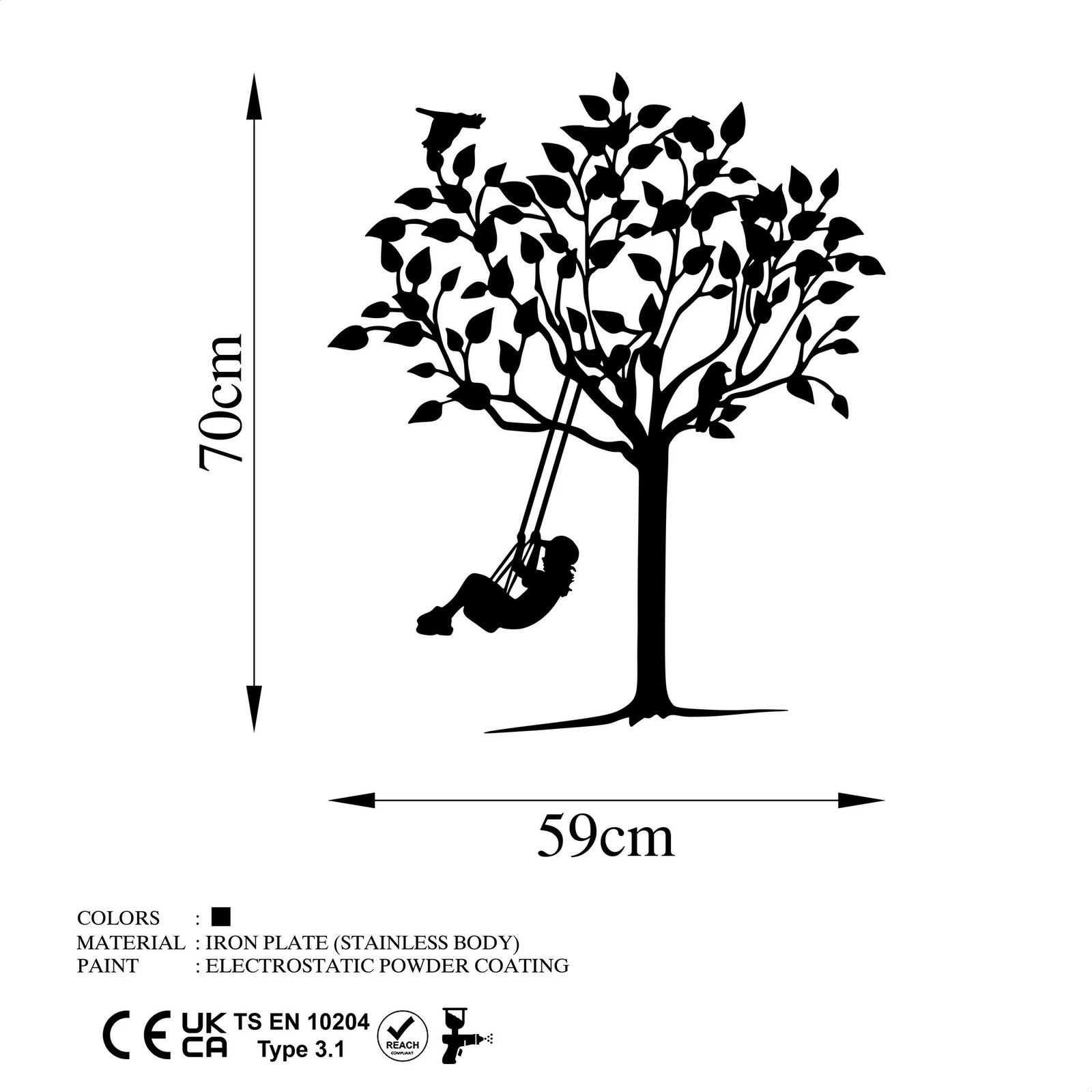 Aksesor dekorativ metalik për mur, Wallity, fëmijë në luhatë