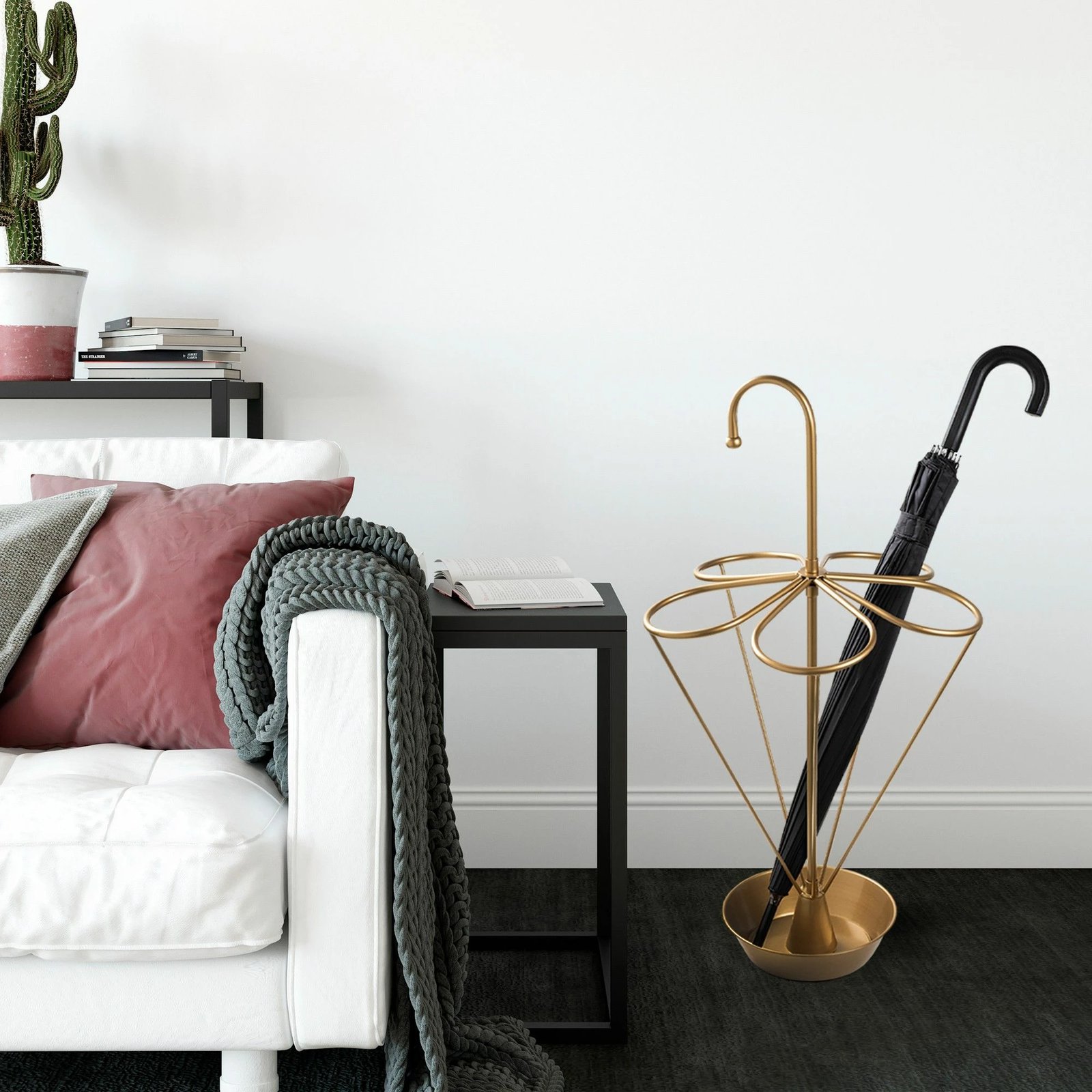 Stendë për ombrella, metalike, ngjyrë ari, Evila Originals, 40x40x76cm