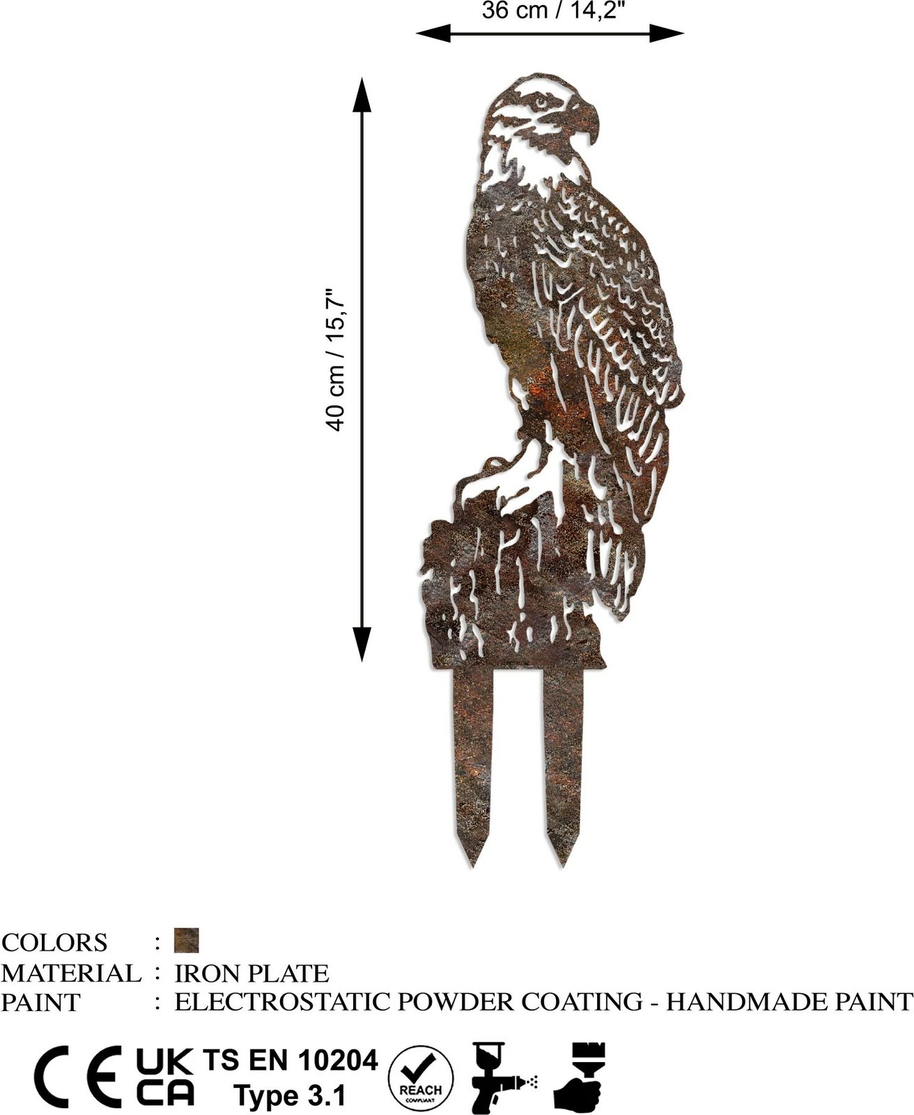 Objekt dekorativ për kopsht, Aberto Design, Spy 02, ngjyrë antike, 40x36cm