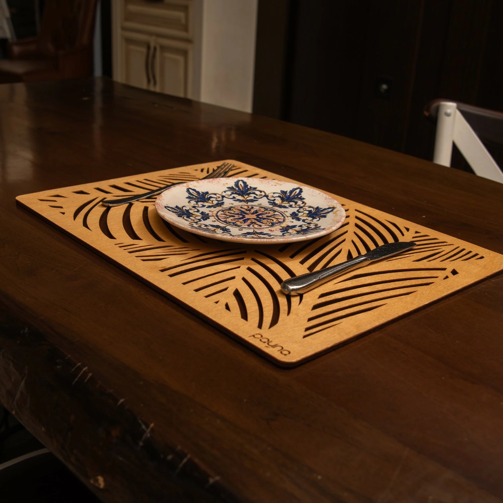 Set nënshtruesish tavoline prej druri, 4 copë, ngjyrë mjaltë, Hermia