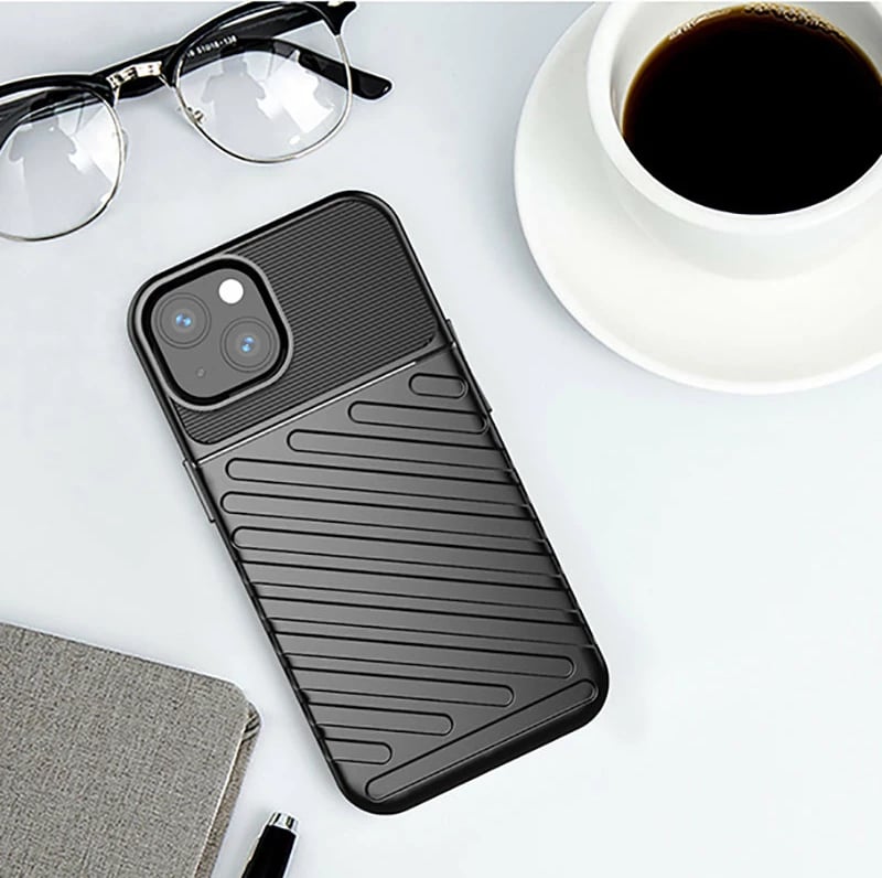 Mbështjellës Hurtel Thunder Case për iPhone 13 mini, TPU, i zi