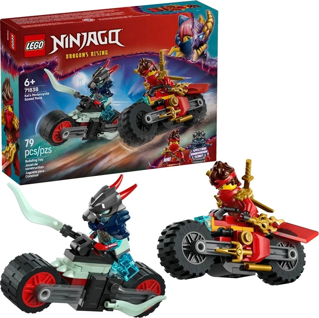 Set LEGO NINJAGO 71838 Kai's Motorcycle Speed Race me 2 minifigura