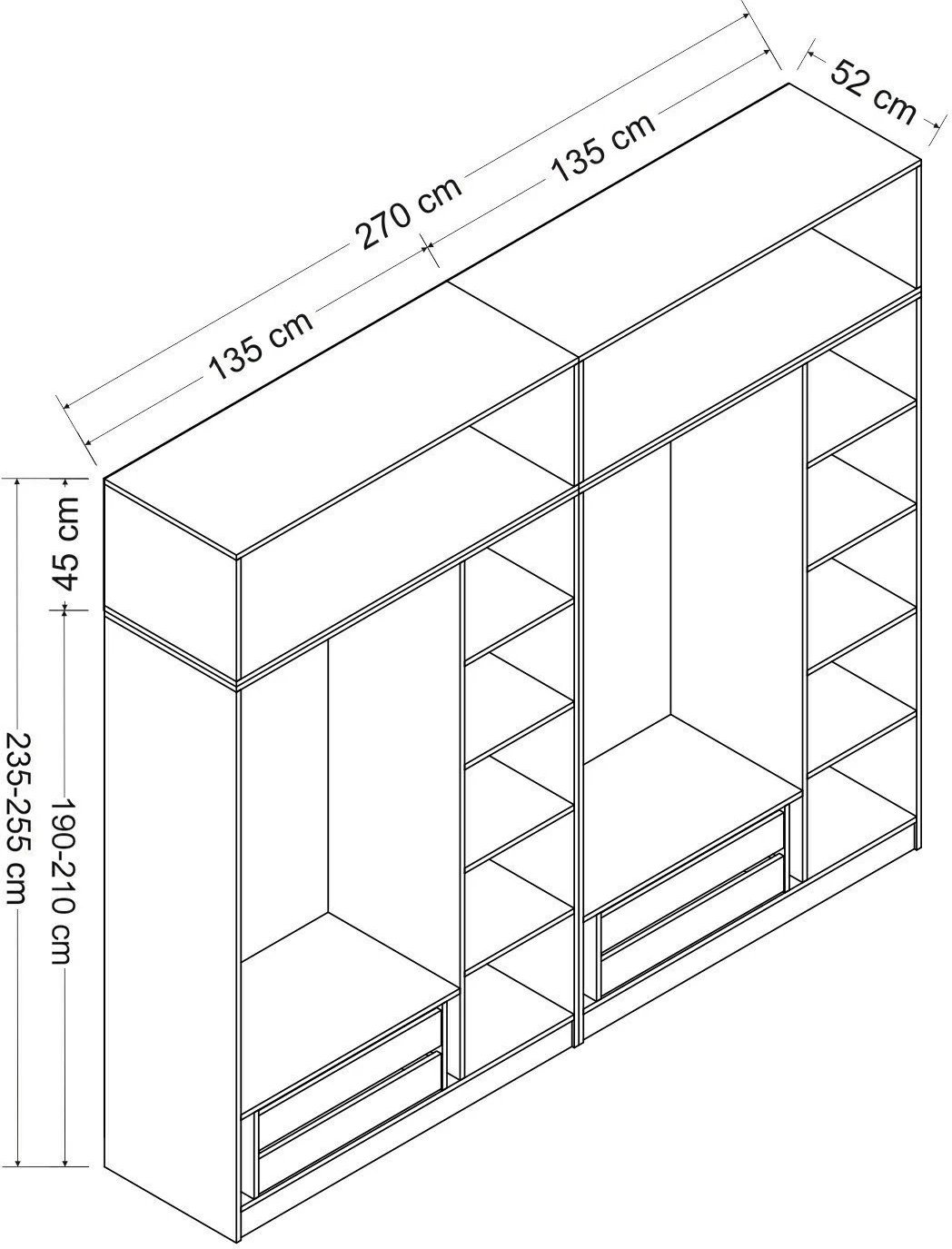 Dollap garderobe Skye Decor, ngjyrë dore, 7711