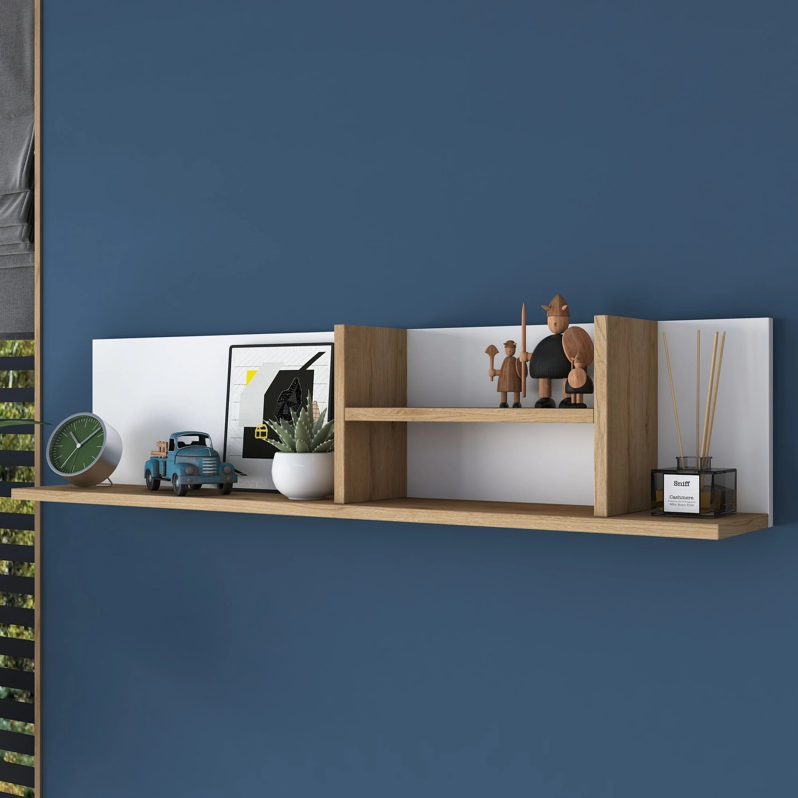 Raft muri Hanah Home, AE103 - 2641, i bardhë dhe arre, 120x25x19.8cm