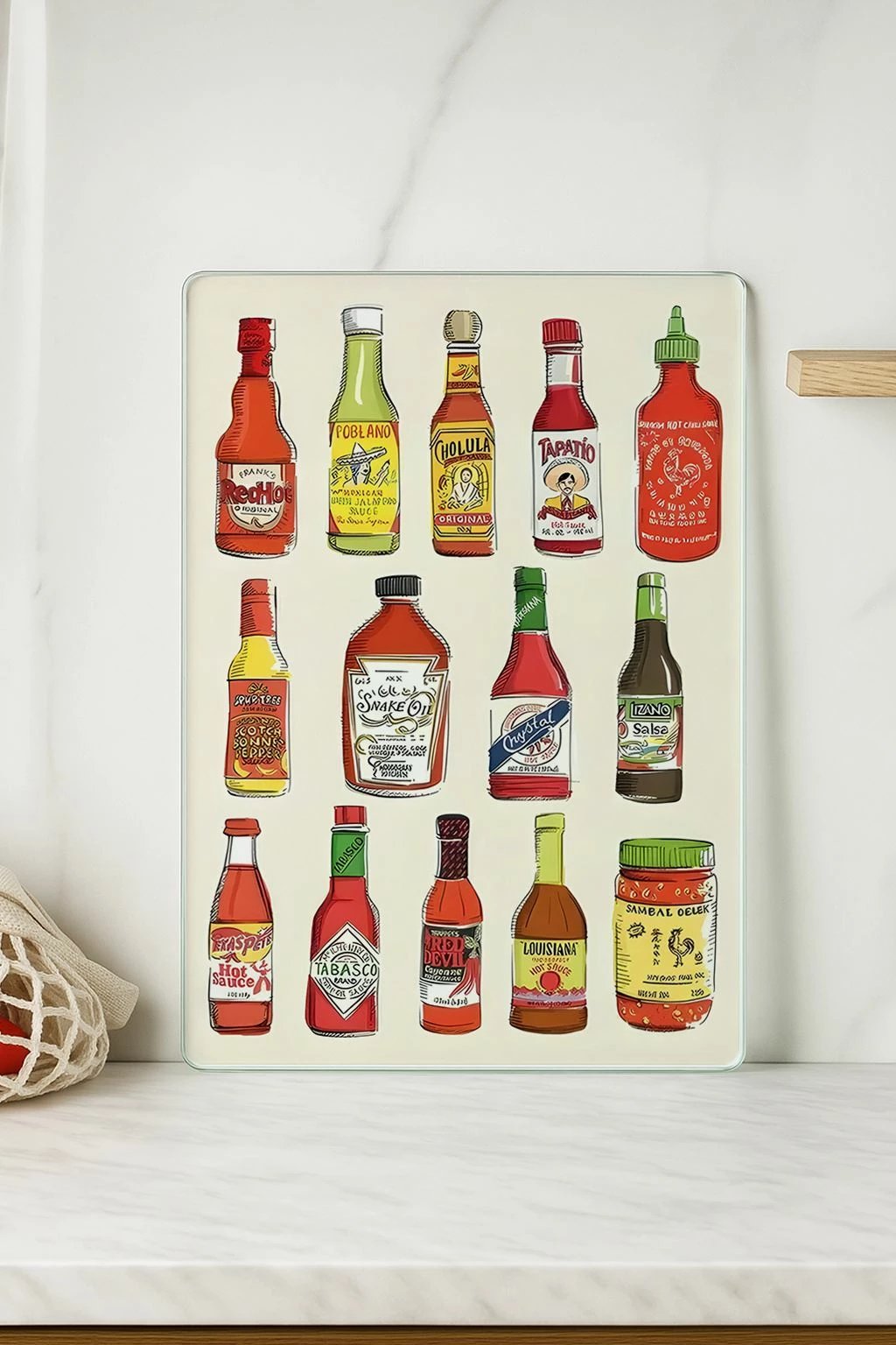 Dërrasë prerëse Hermia, qelq i temperuar, shumëngjyrëshe, Kes-00057, 20x30cm