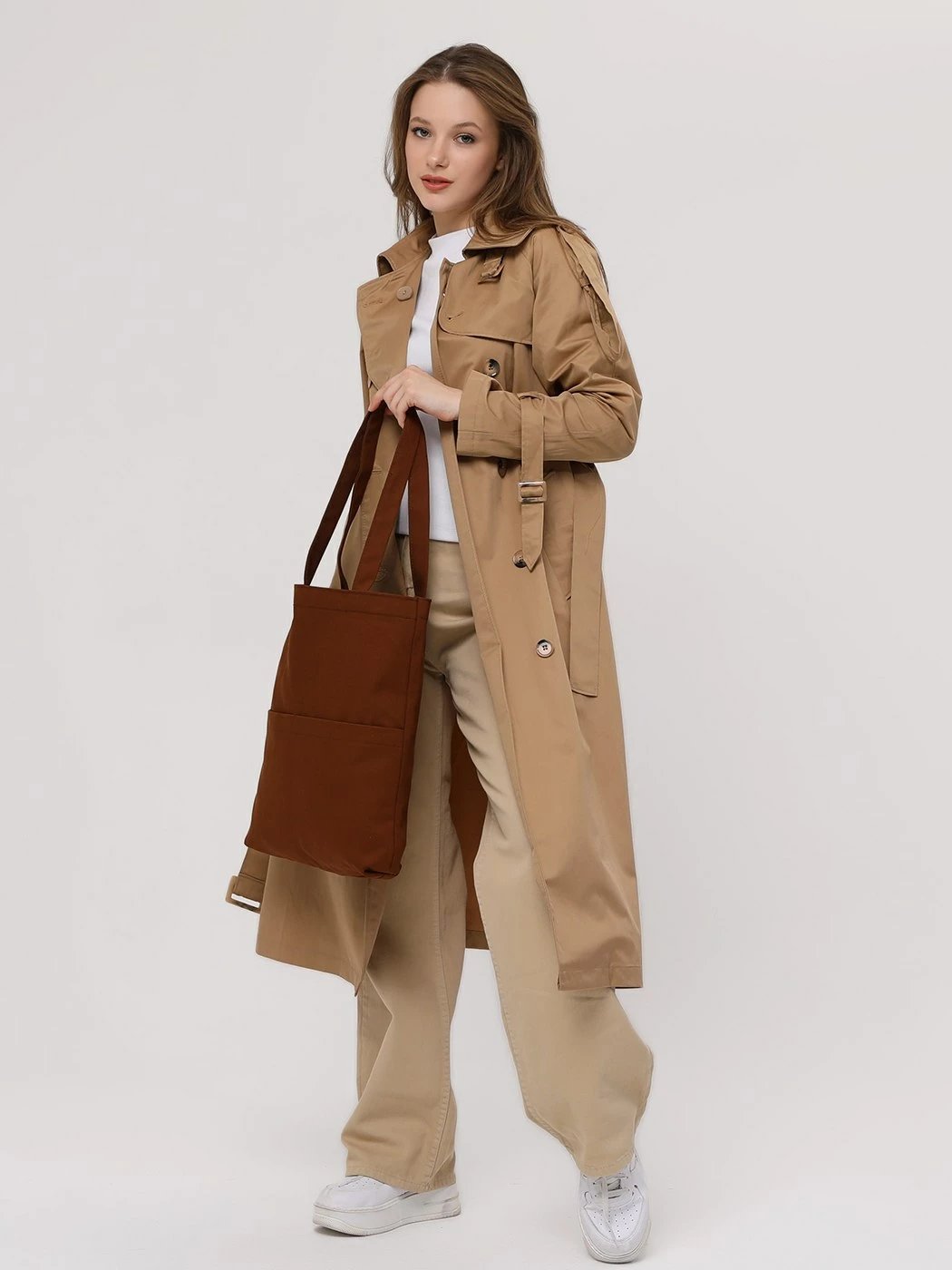 Çantë tote Zoozie Bags, ngjyrë kafe e errët, 2070