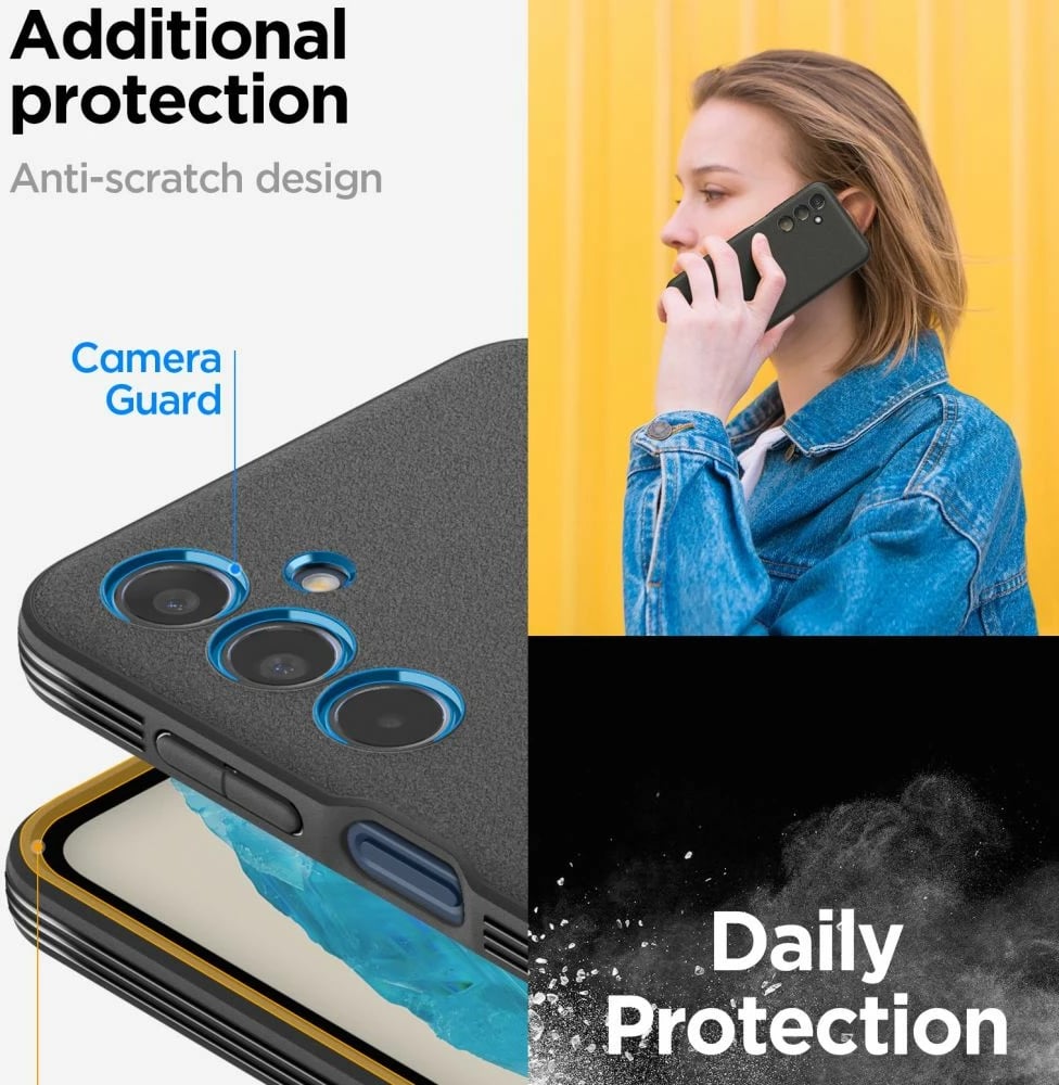 Mbështjellës Spigen Essential SandBlast për Samsung Galaxy M35 5G, i zi