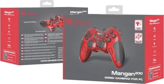 Gamepad Genesis Mangan 200, për PC, i zi me të kuqe