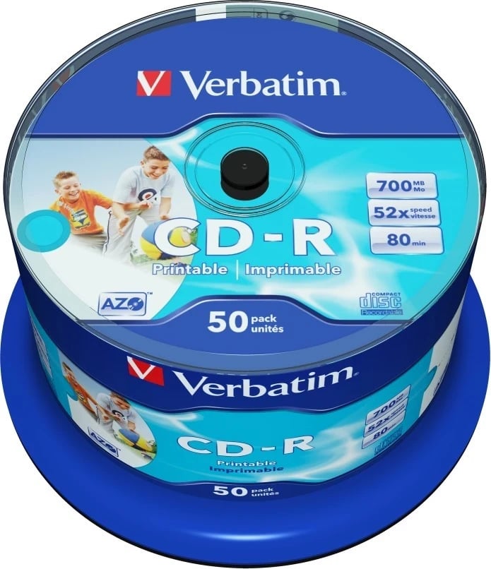 CD-R Verbatim AZO të printueshme pa ID, 50 copë
