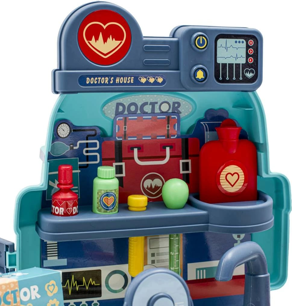 Set mjekësor lodër, BABY MIX, 3-në-1 me shpinore, blu