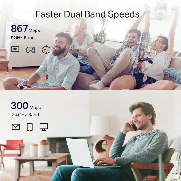 Repeater rrjeti TP-Link RE335, 867 Mbit/s, Wi-Fi, Ethernet LAN, Bardhë