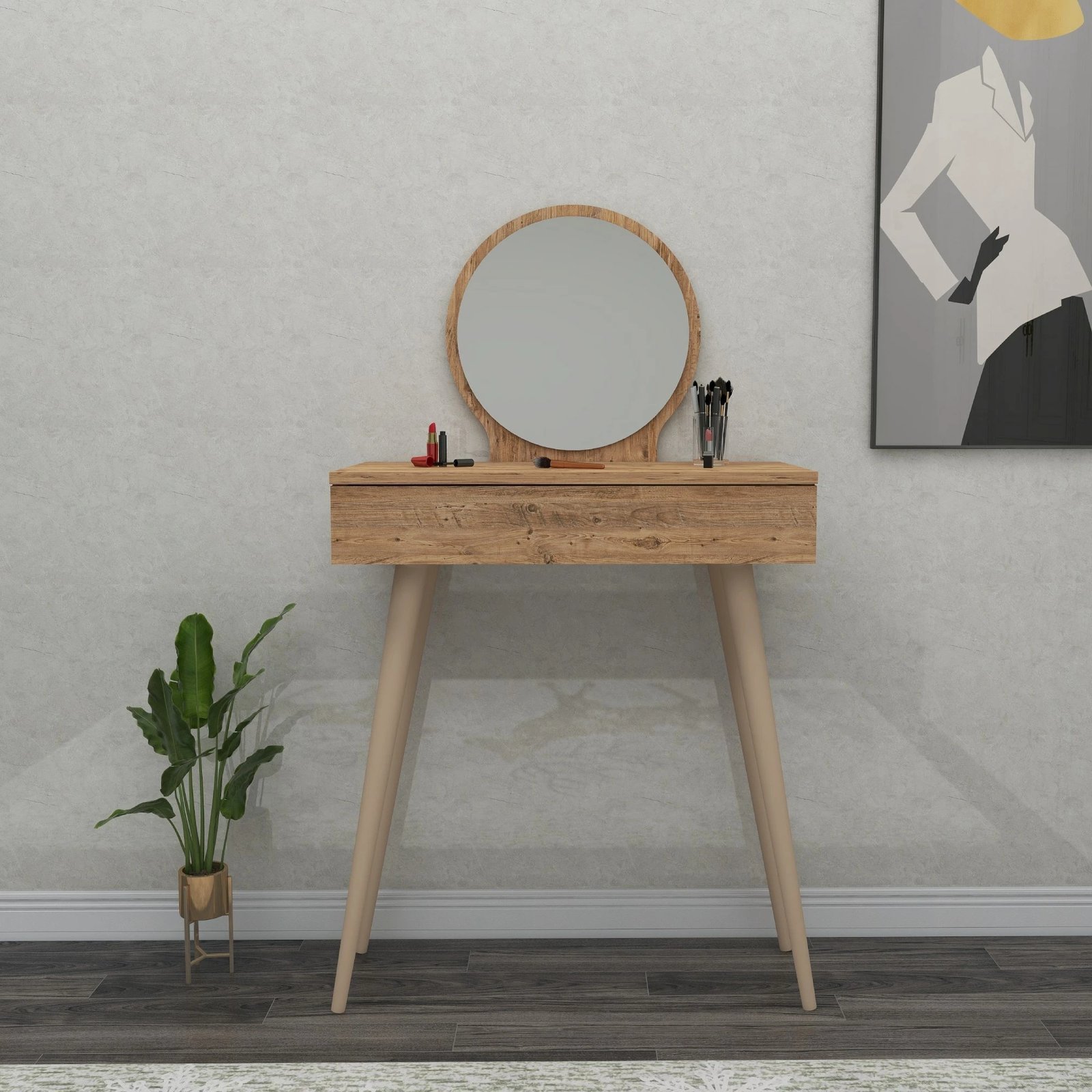 Tavolinë grimi Hanah Home, ngjyrë Atlantic Pine, Siena