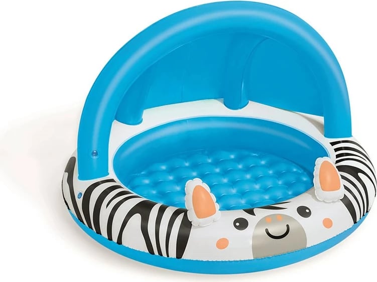 Pishinë fryrëse për fëmijë me kupolë, Bestway Zebra, 97x66 cm, dysheme e fryrë, 26 L, blu