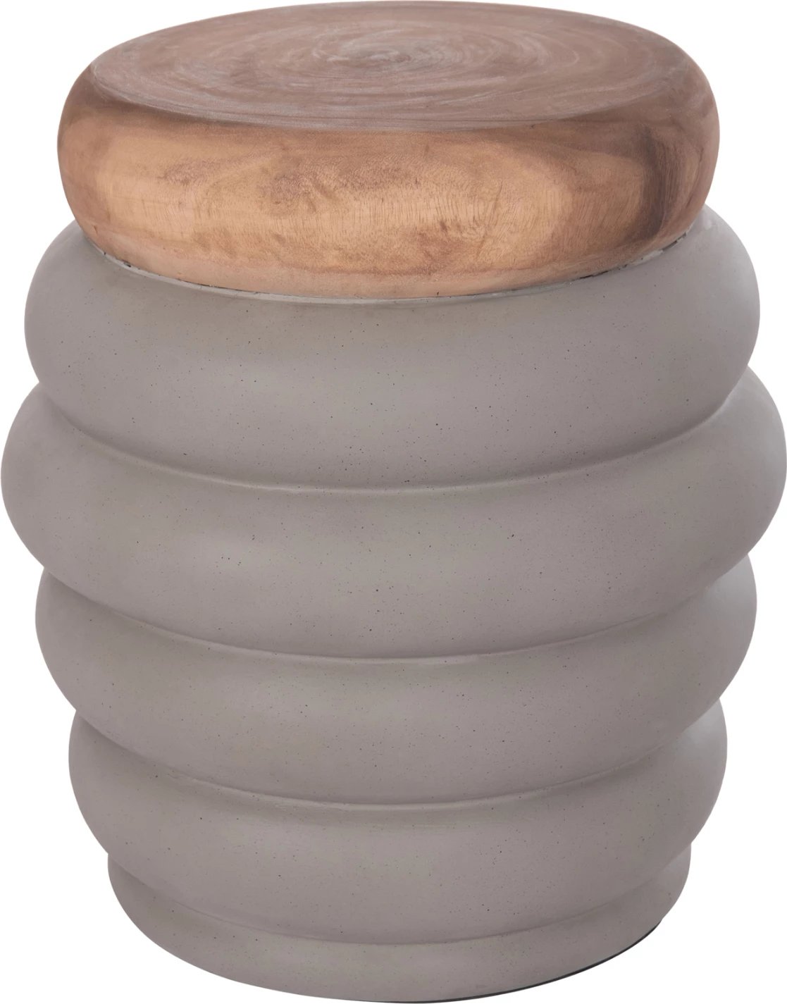 Tavolinë anësore PUFFAT, fibër-cement gri, sipërfaqe dru tik, FH18172.03, 45x46cm