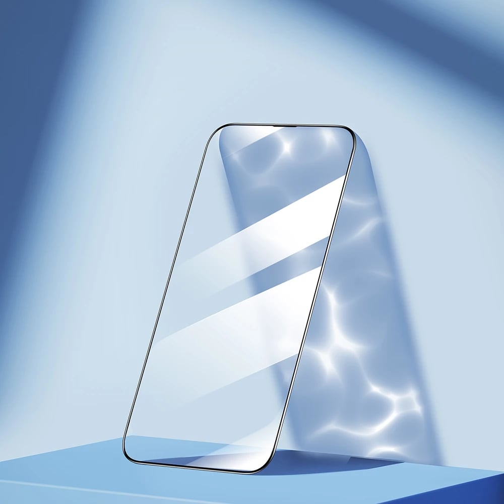 Xham i temperuar Joyroom Knight 2.5D TG për iPhone 14 Plus, me kornizë të zezë, Transparent (JR-H03)