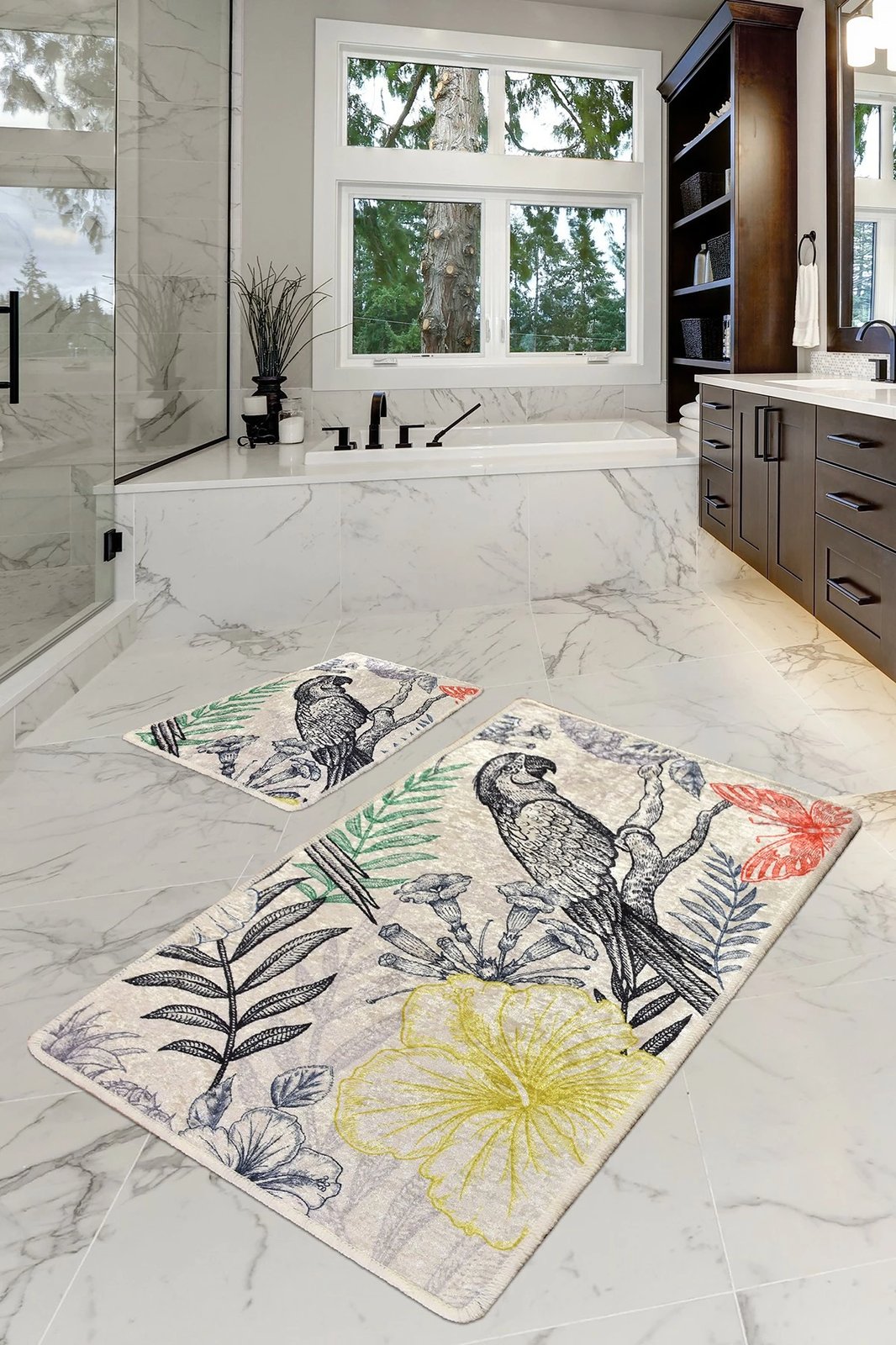 Set tapetash për banjo, 2 copë, Mijölnir, papagall, shumëngjyrëshe