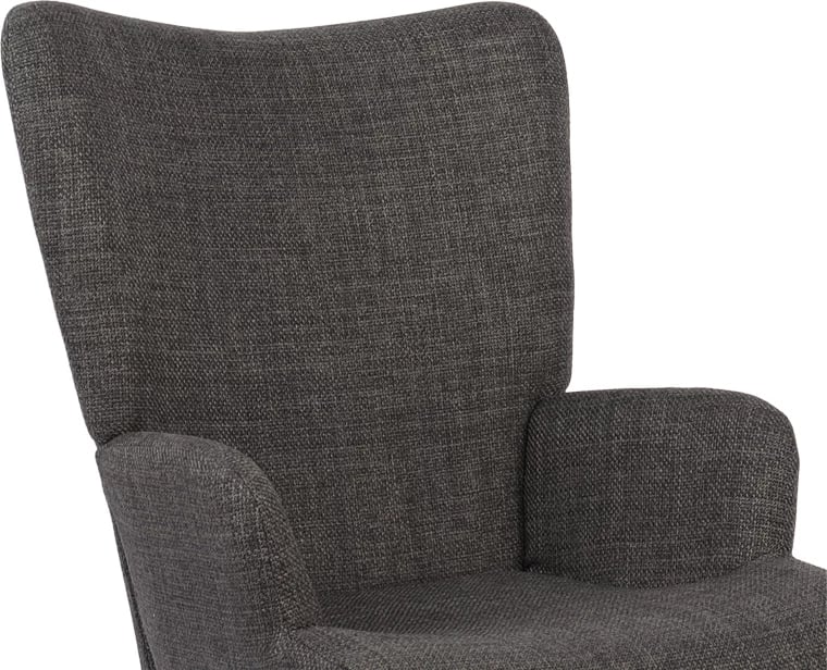 Fotelje Gerlina, material tekstili ngjyrë gri e errët, këmbë druri natyral, 71x64x94cm