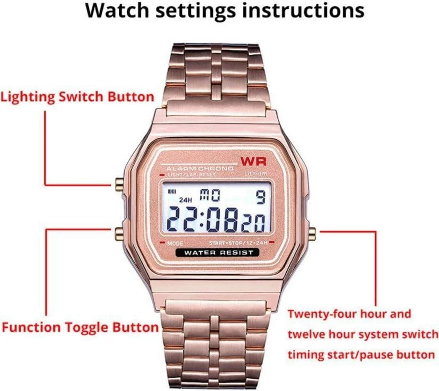 Orë dore F91W për te dy gjinitë, rose gold