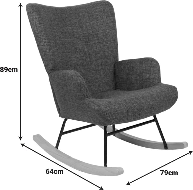 Karrige lëkundëse Jianna, stof mente, këmbë natyrale, 79x64x89cm