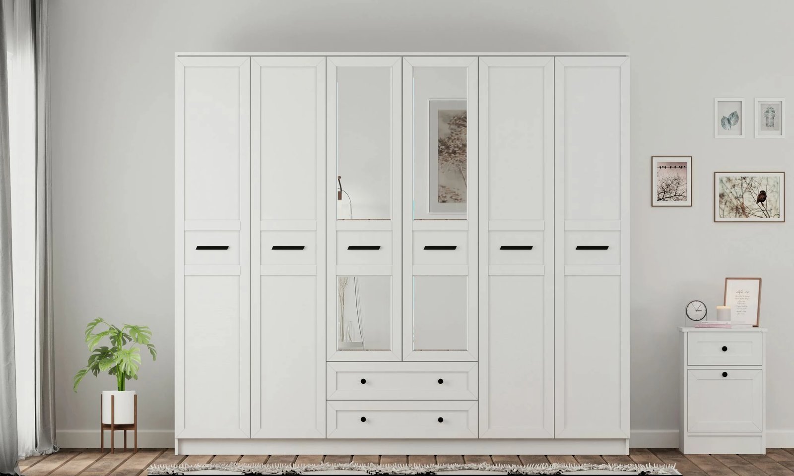 Dollap garderobe Skye Decor, ngjyrë e bardhë mat, Rb-168-01-012