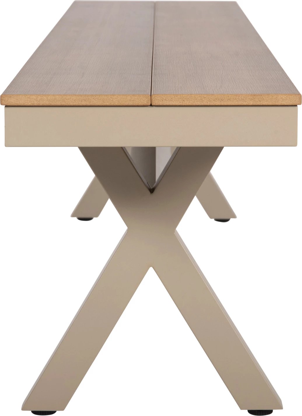 Stol alumini TAWNEE FH6040.04 ngjyrë shampanje - sipërfaqe polivudi ngjyrë druri natyral 220x36x44,5Hcm