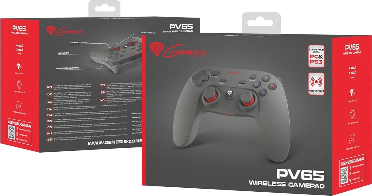Gamepad GENESIS PV65 për PC dhe Playstation 3, Ngjyrë e Zezë