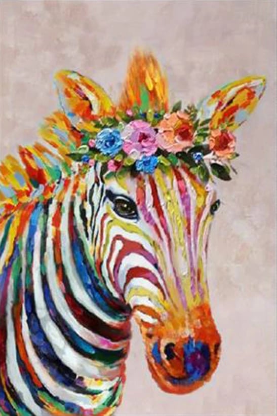 Pikturë dekorative me zebrë, shumëngjyrëshe, kanavacë, 80x120x4cm