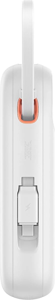 Power bank Baseus QPow 2, 20000mAh, 30W, me 2 kabllo USB-C të integruara, Bardhë