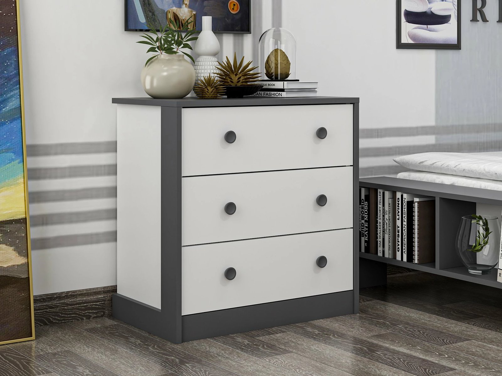 Konsolë Skye Decor, e bardhë, antracit