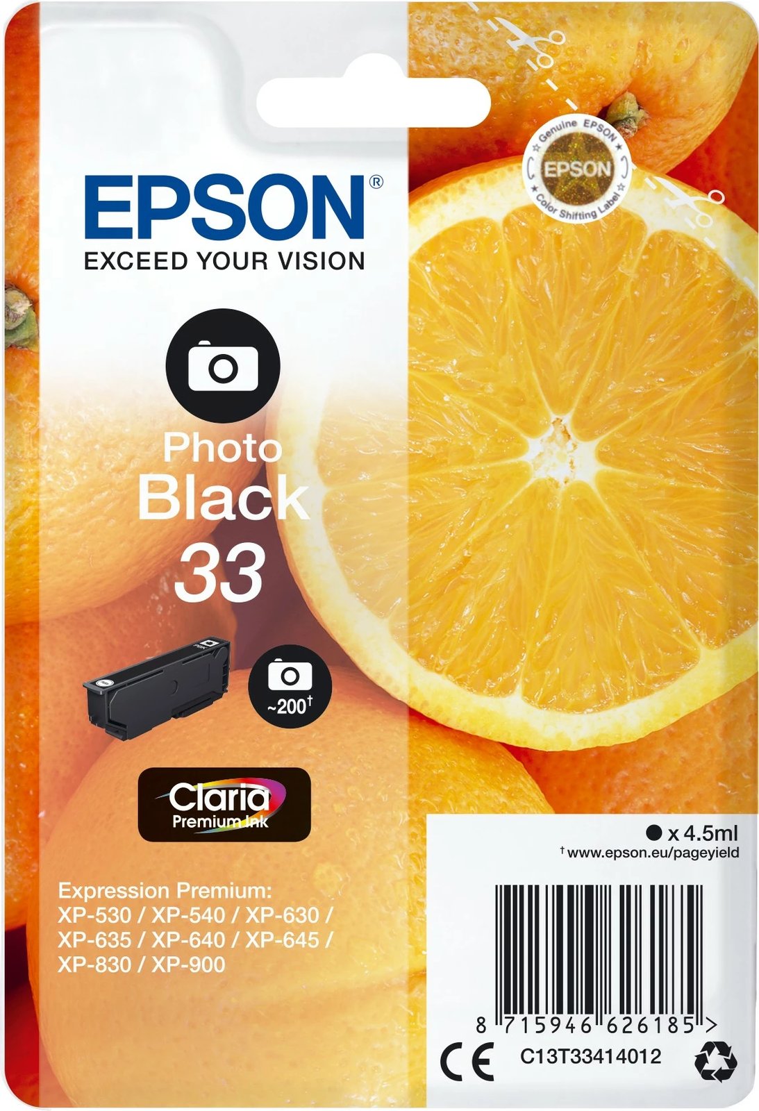 Toner Epson Photo Black 33 Claria Premium Ink, 4.5ml, standard, i zi