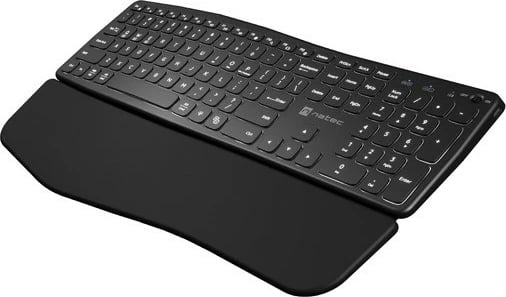 Tastierë pa tela Natec Porifera NKL-1995, Bluetooth + 2.4GHz, me ndriçim, e zezë