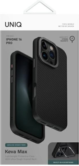 Mbështjellës UNIQ Keva Max Magclick për iPhone 16 Pro, i zi
